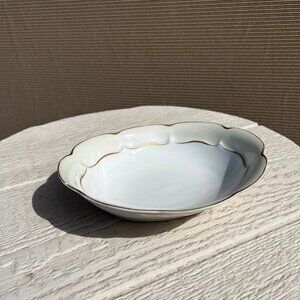 VTG #3 Marlborough Oval Salad Bowl Cream Gold Haviland Limoges Jewelry Catchall